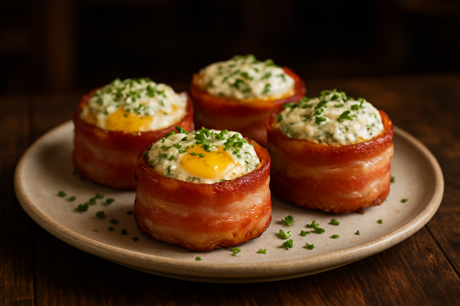 Bacon and Egg Bites with Herbed Cream Cheese