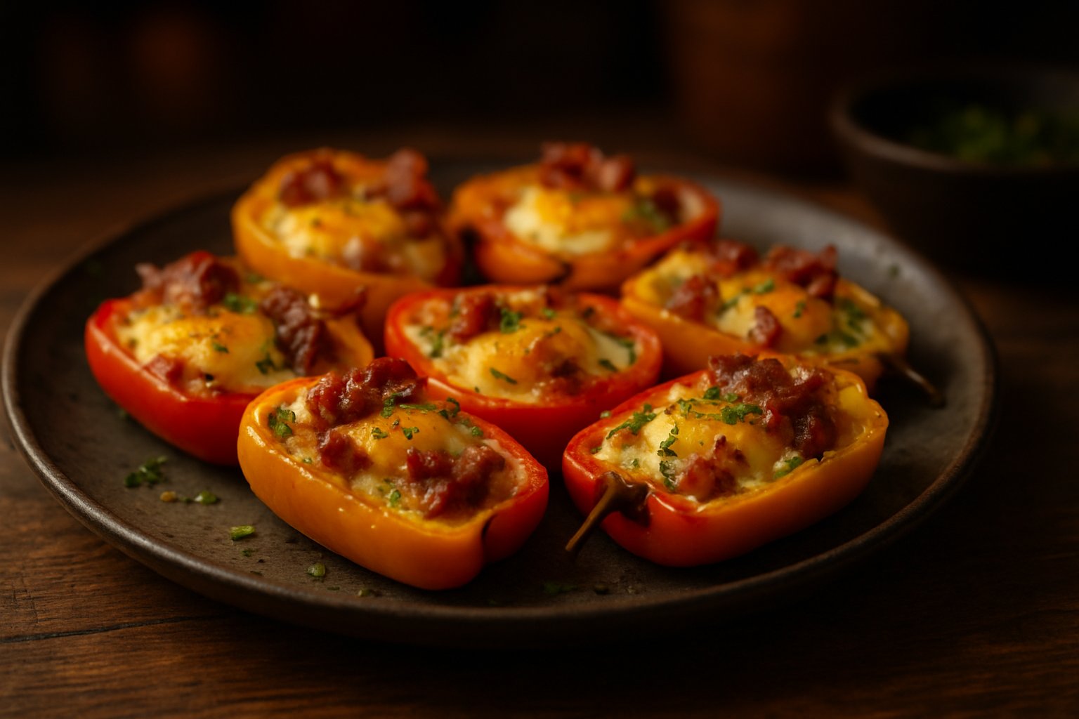 Bacon and Egg Stuffed Mini Bell Peppers