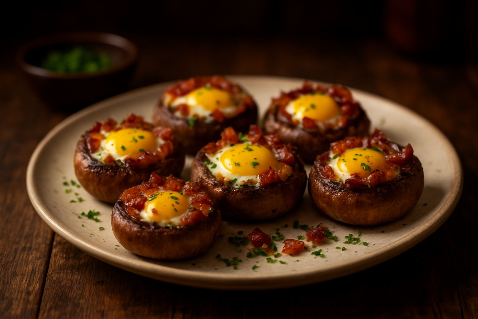 Bacon and Egg Stuffed Mushrooms