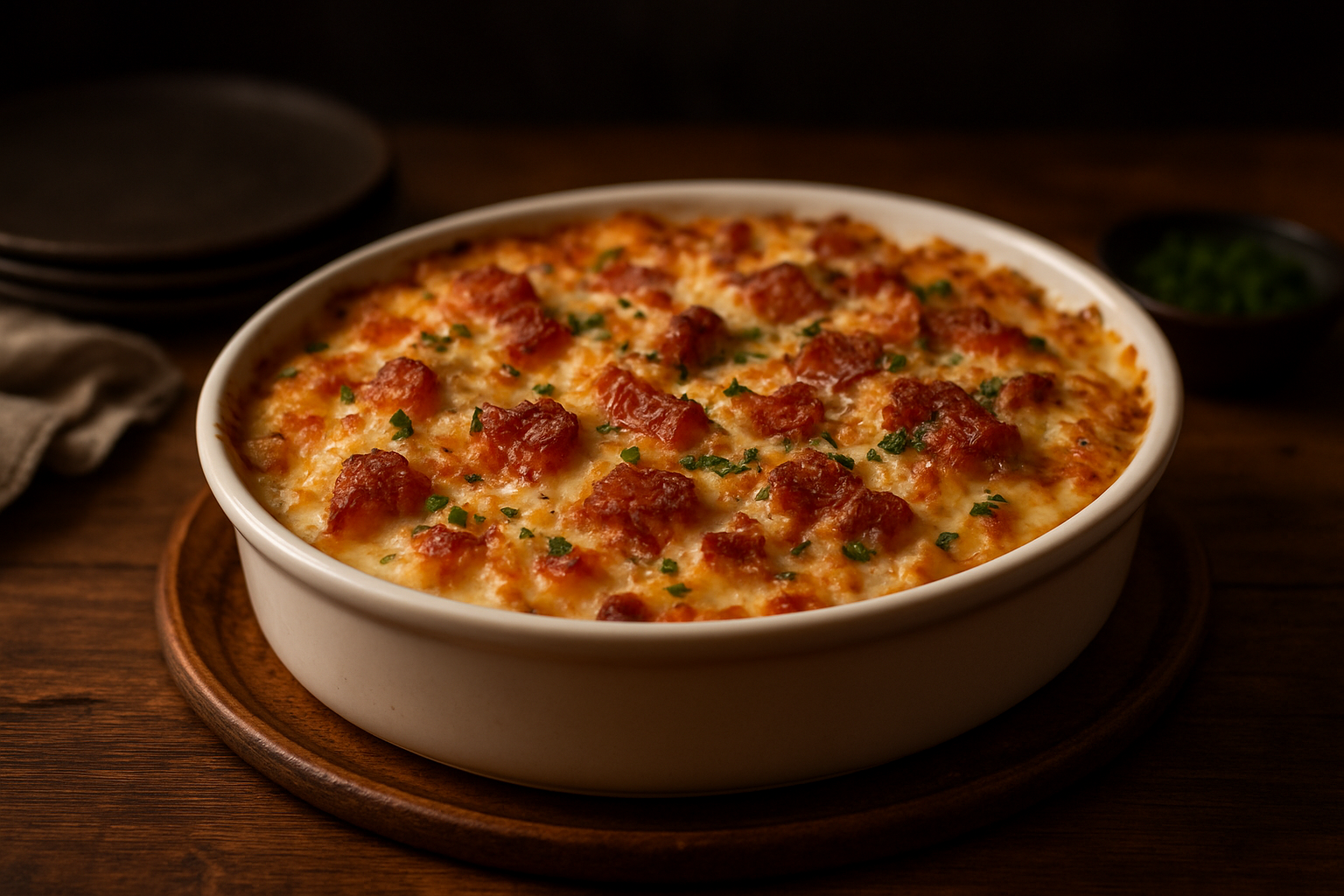 Baked Creamy Bacon Parmesan Cheese Casserole