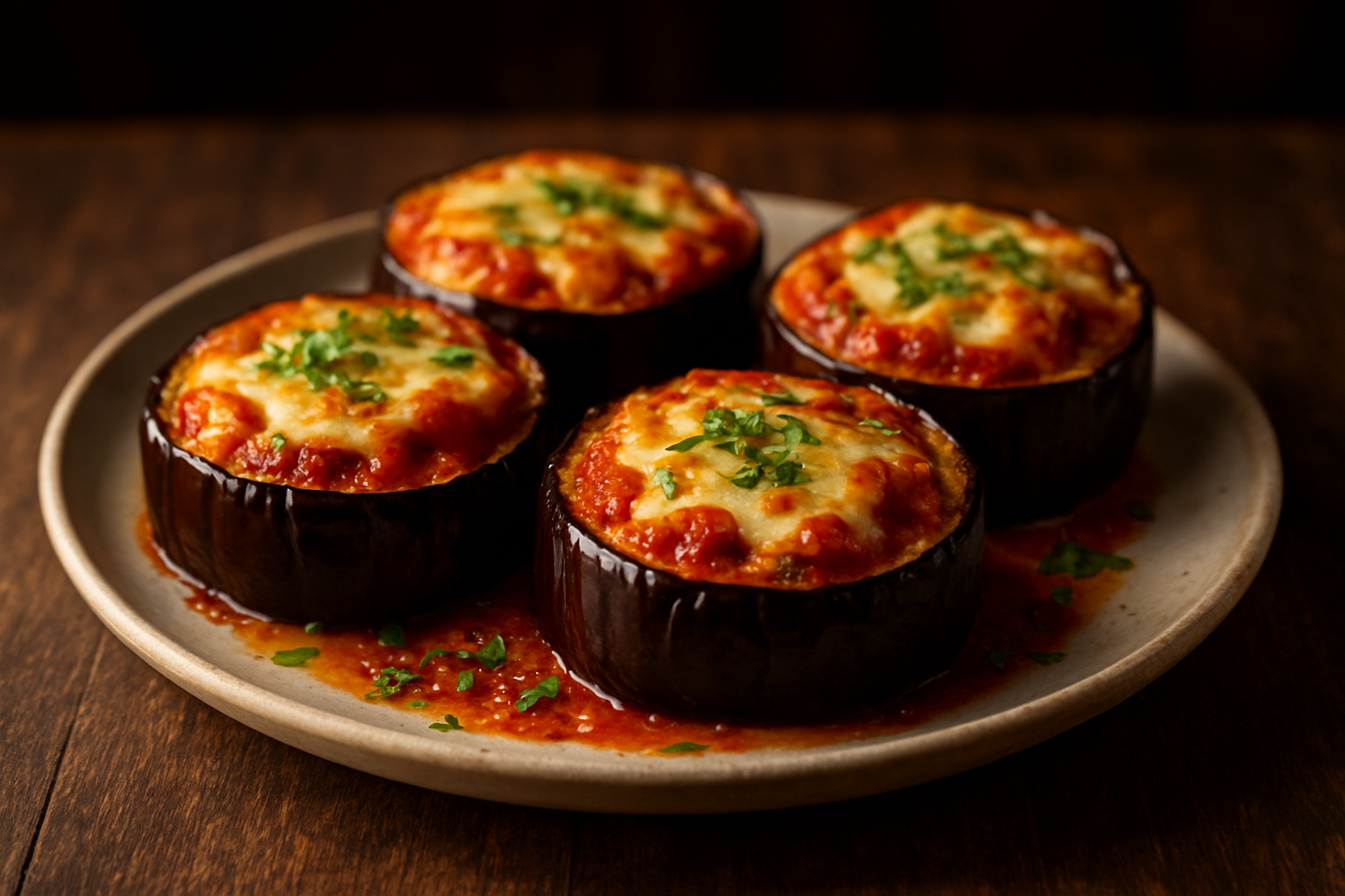 Baked Eggplant and Cheese Cups with Tomato Garlic Sauce
