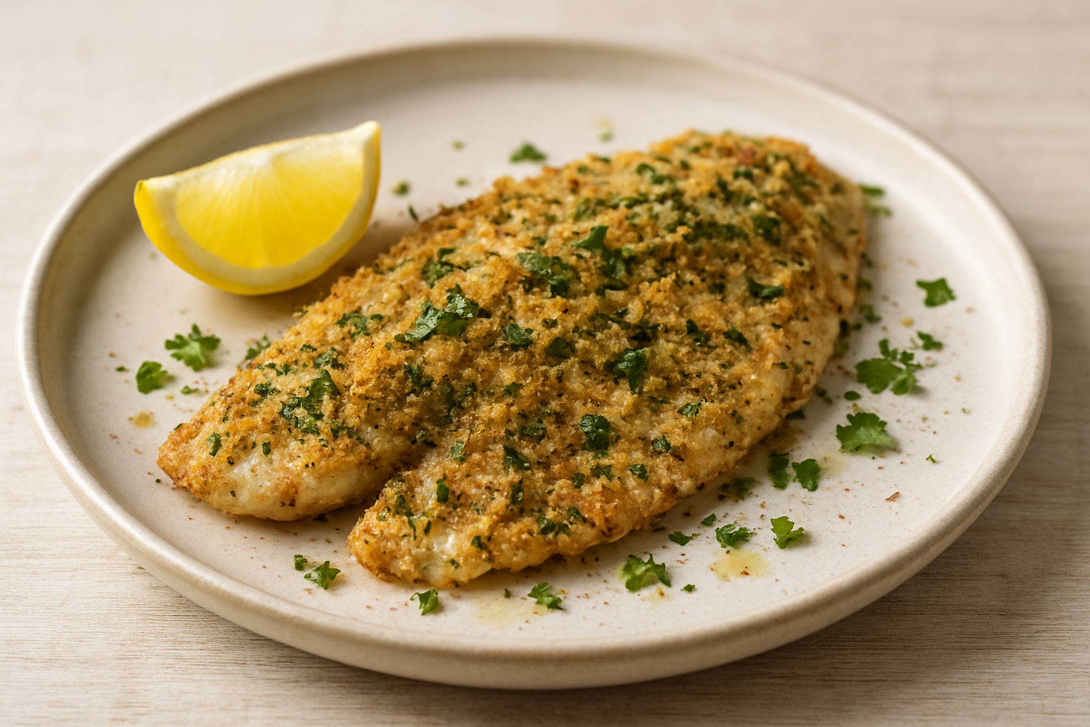 Baked Tilapia with Herb Crust and Lemon