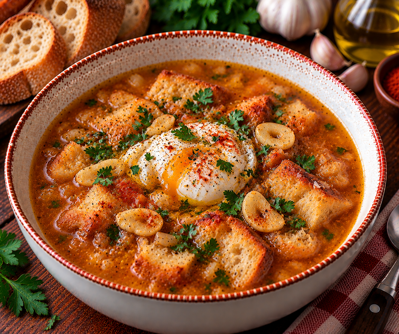 Spanish Garlic Bread Soup
