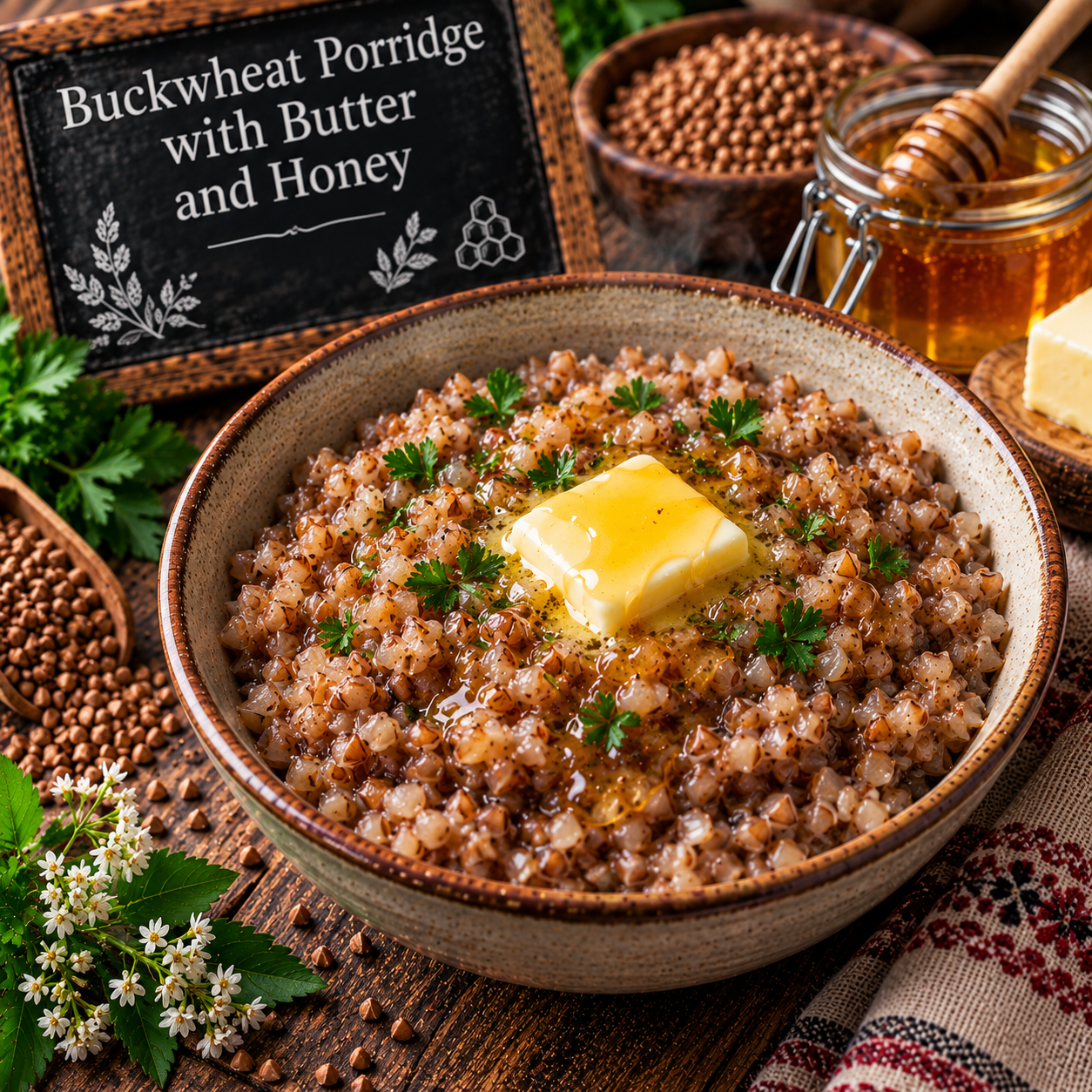 Buckwheat Porridge with Butter and Honey