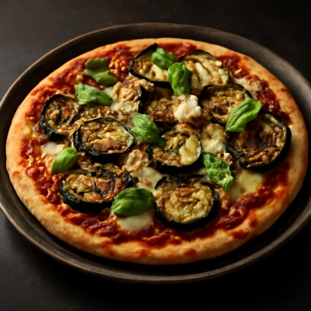 Charred Eggplant & Zucchini Garlic Flatbread Pizza