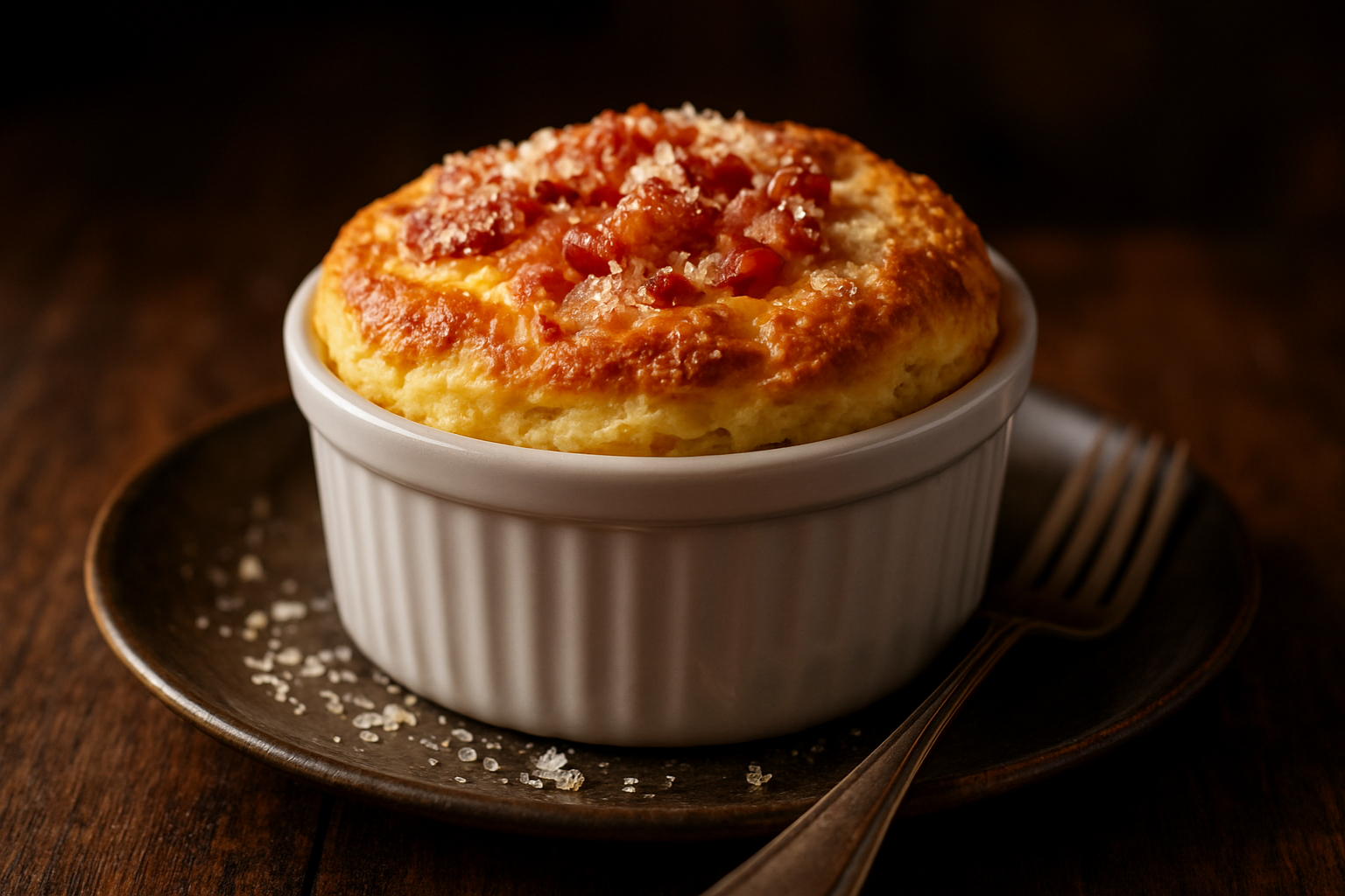 Creamy Bacon and Parmesan Cheese Soufflé