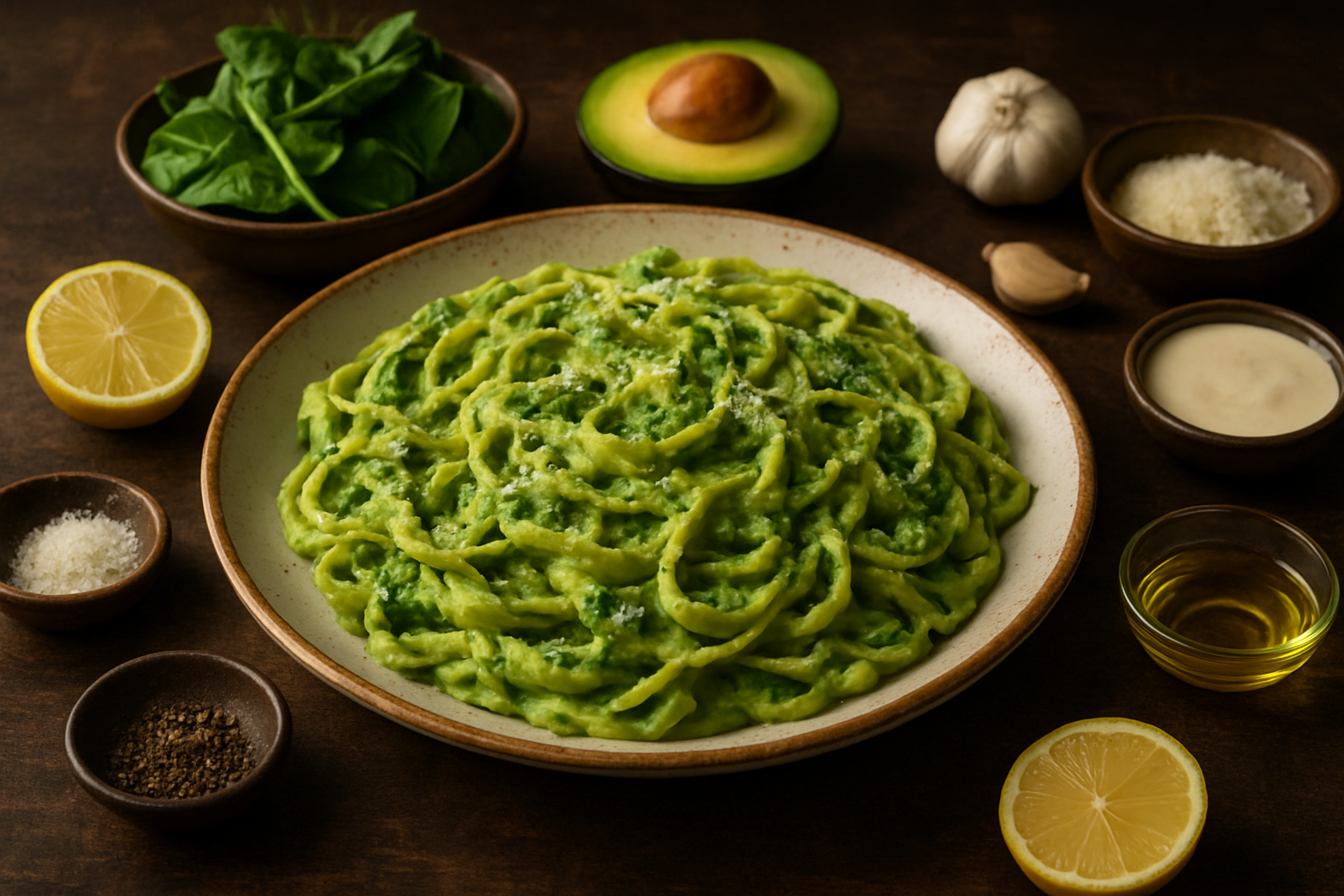Creamy Spinach & Avocado Pasta