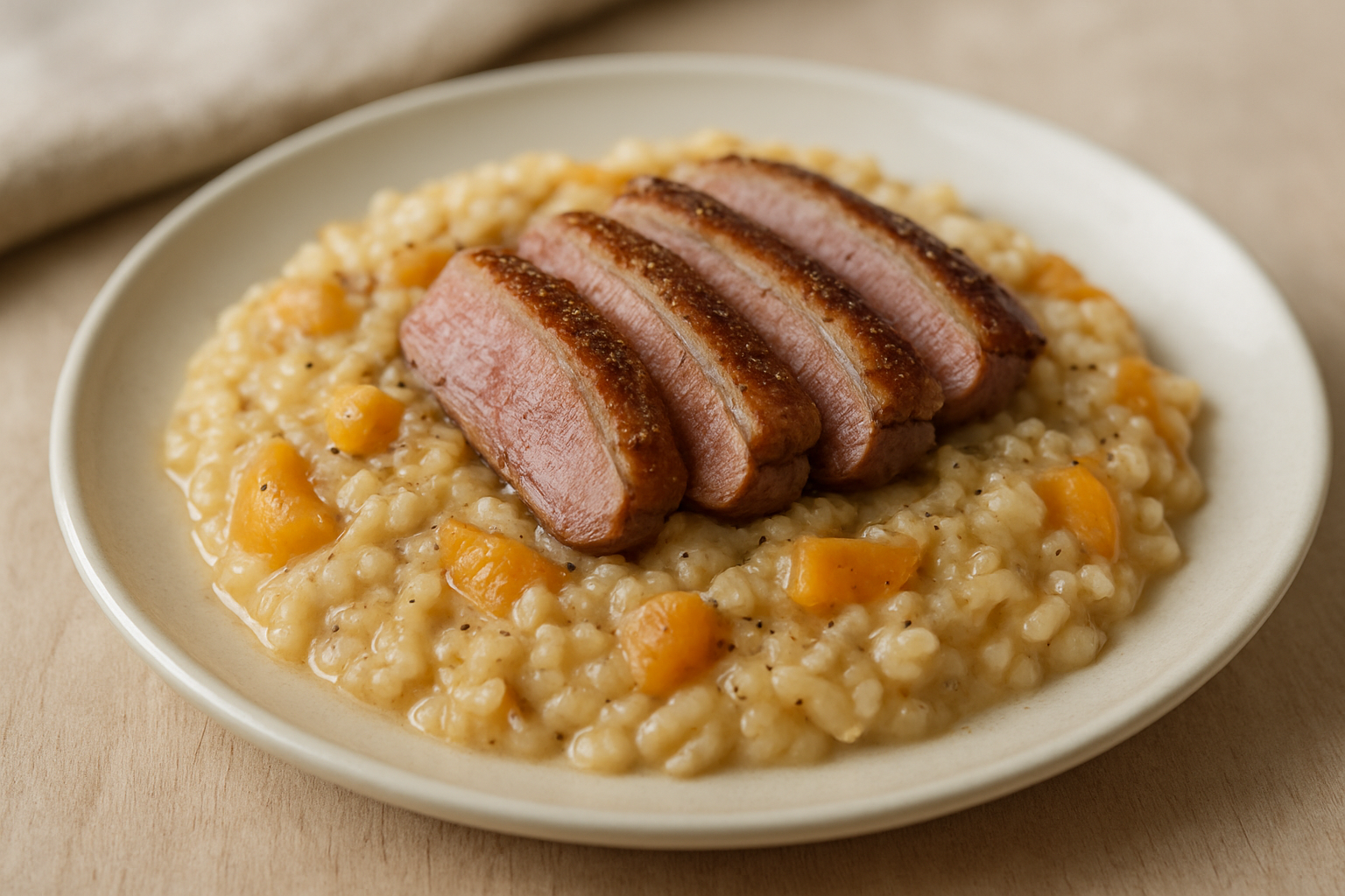 Duck and Peach Risotto