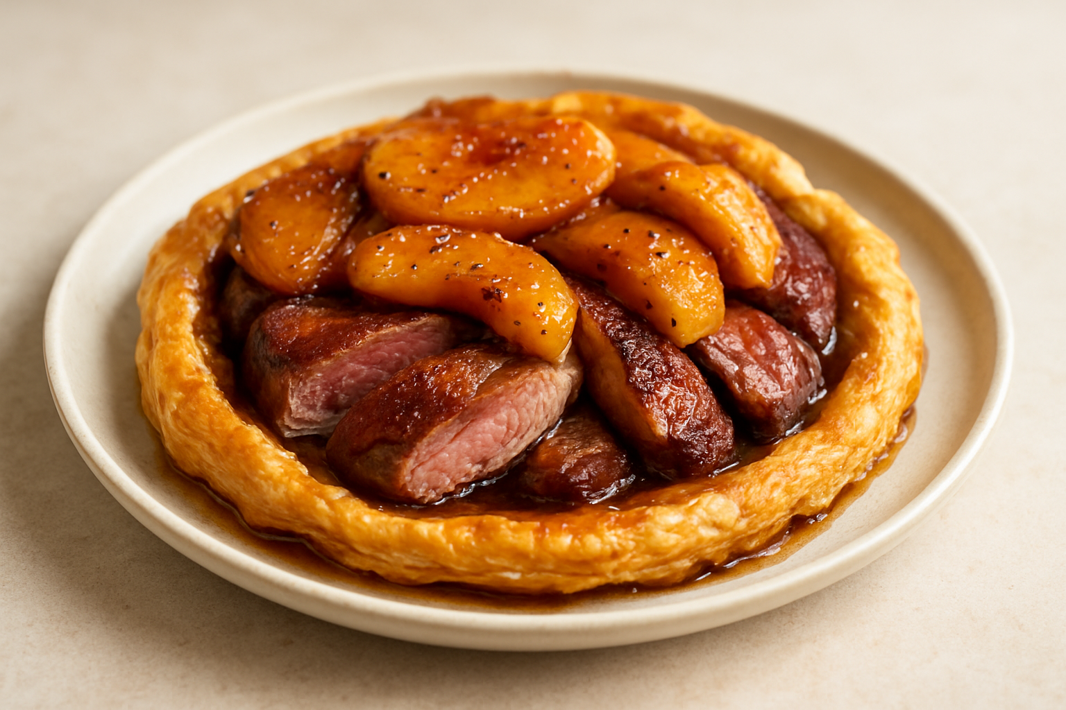 Duck and Peach Tarte Tatin