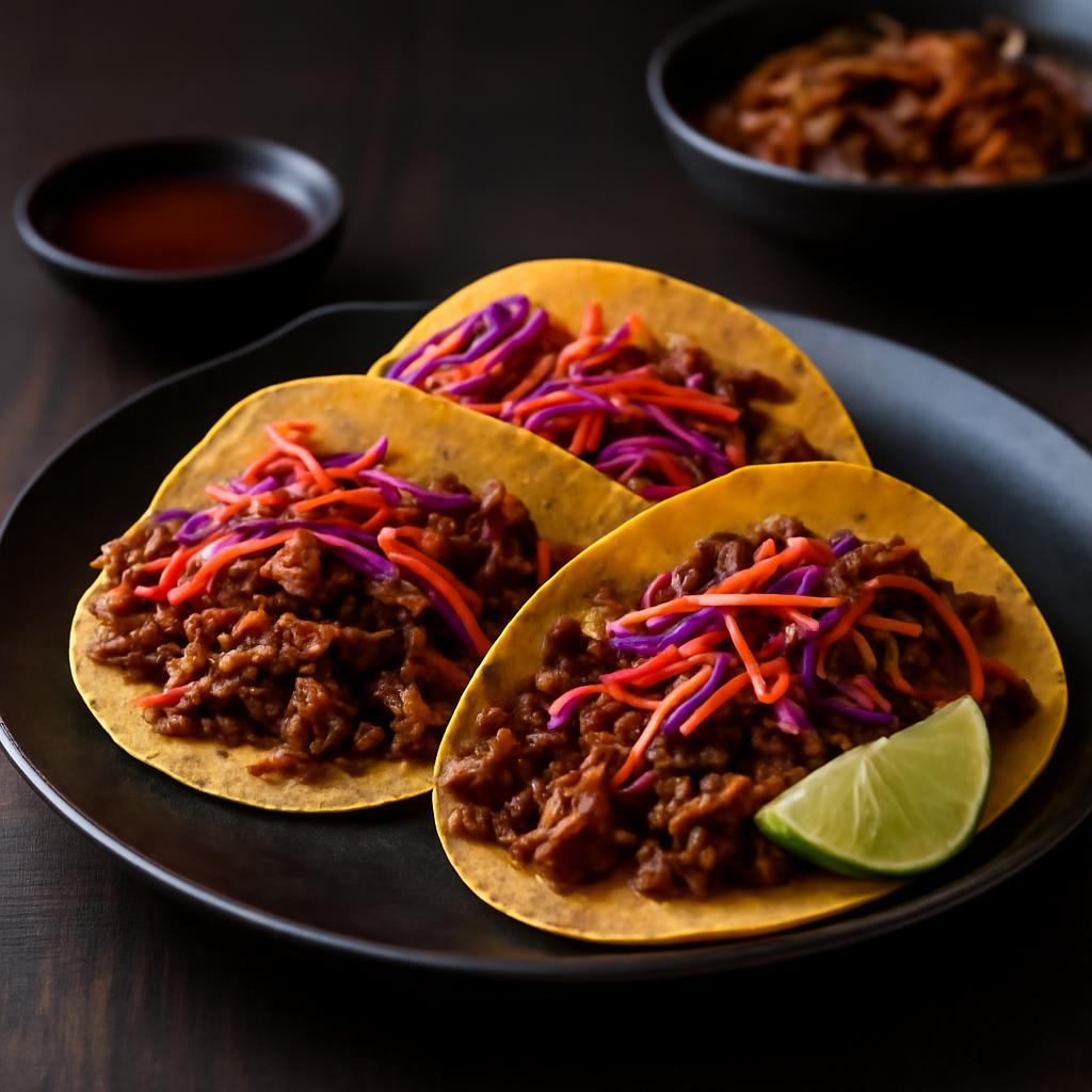 Five‑Spice Shredded Duck Tacos with Quick Pickled Cabbage Slaw