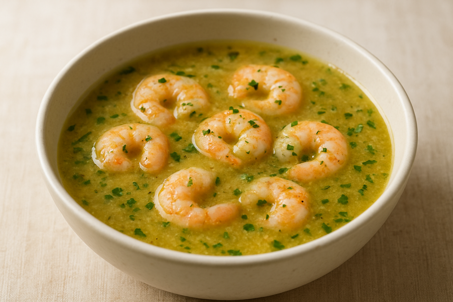 Garlic Butter Shrimp Soup with Parsley