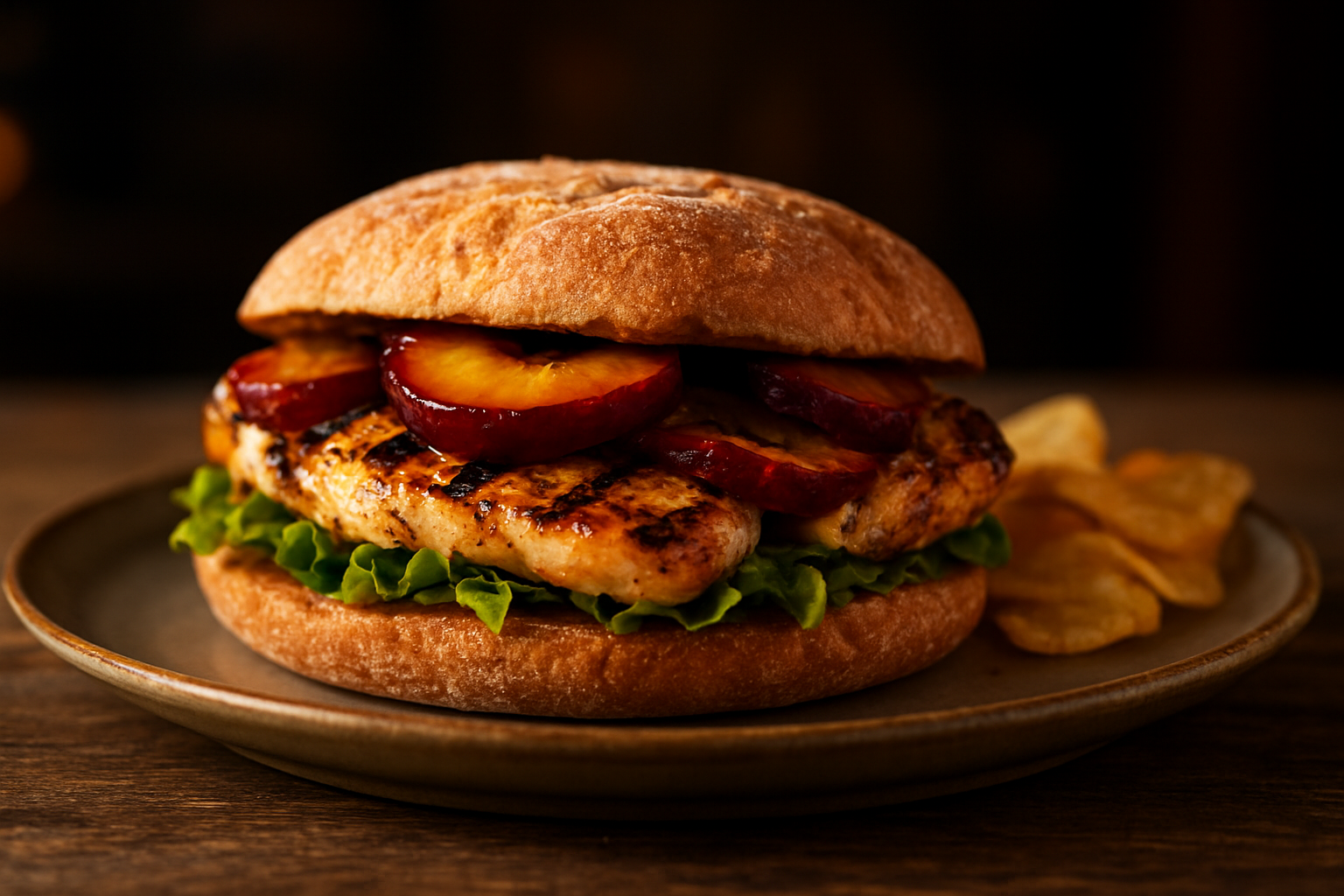 Grilled Chicken and Plum Sandwich