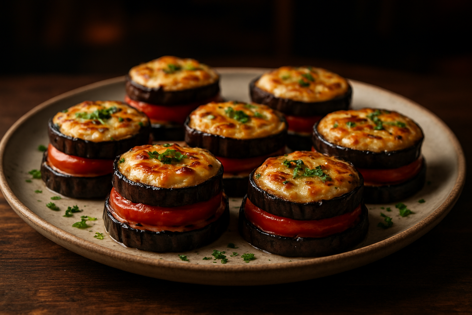 Grilled Eggplant, Tomato, and Cheese Bites