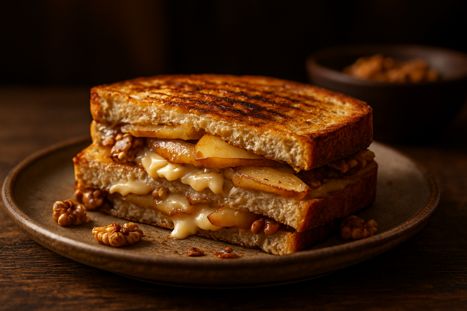 Grilled Pear and Walnut Cheese Sandwich