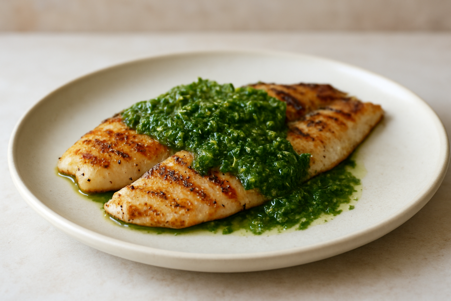 Grilled Tilapia with Mediterranean Herb Sauce