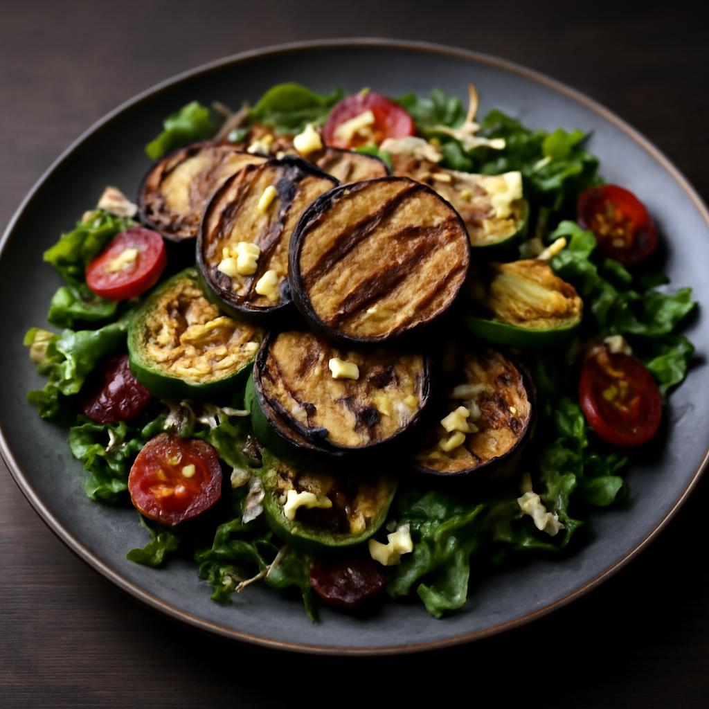 Grilled Zucchini & Eggplant Salad with Charred Garlic Vinaigrette