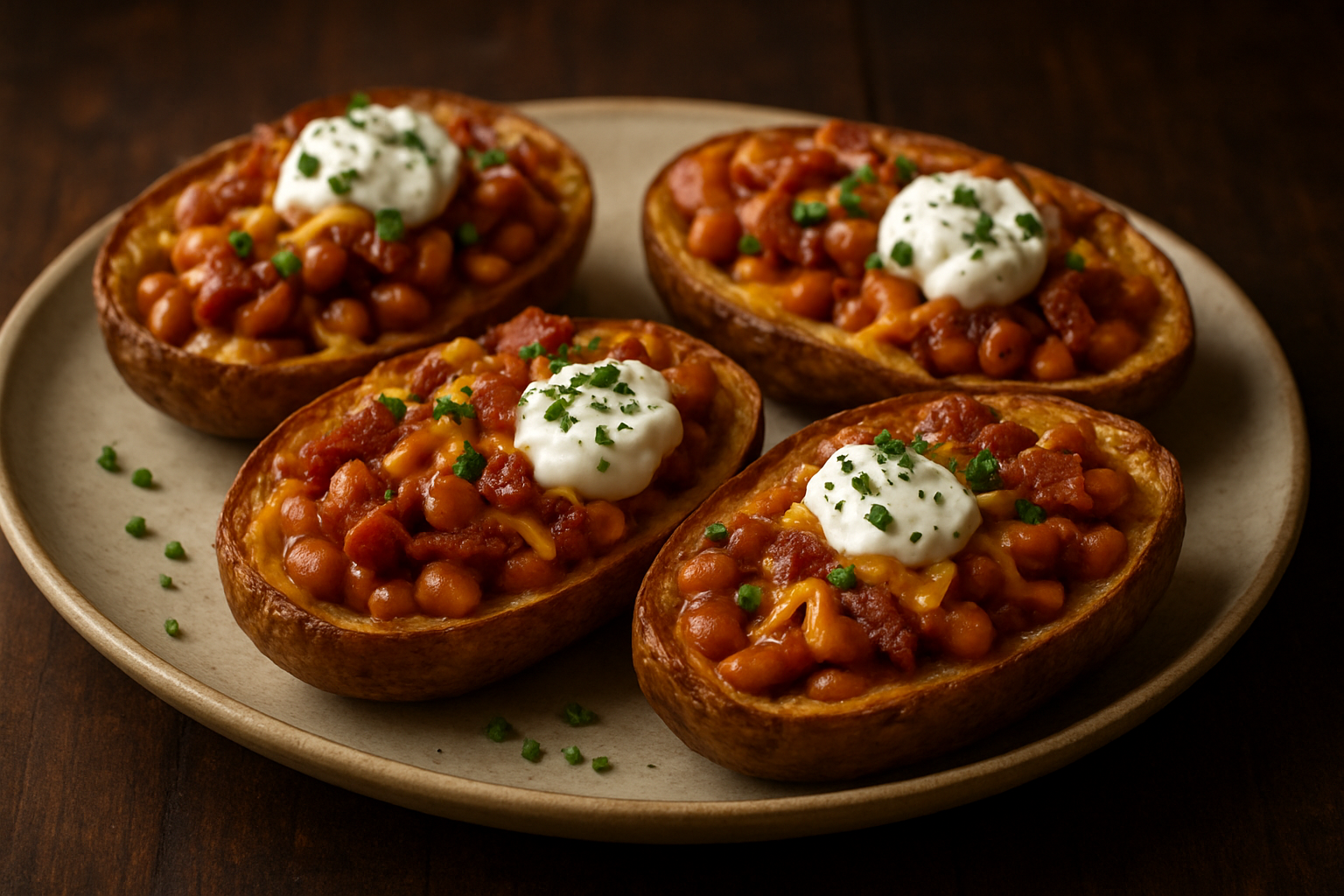 Loaded Potato Skins with Bacon & Smoky Beans