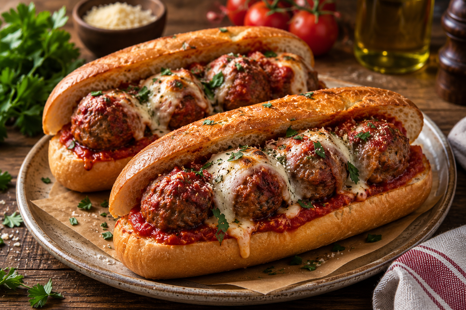 Mixed Chicken and Beef Meatball Subs