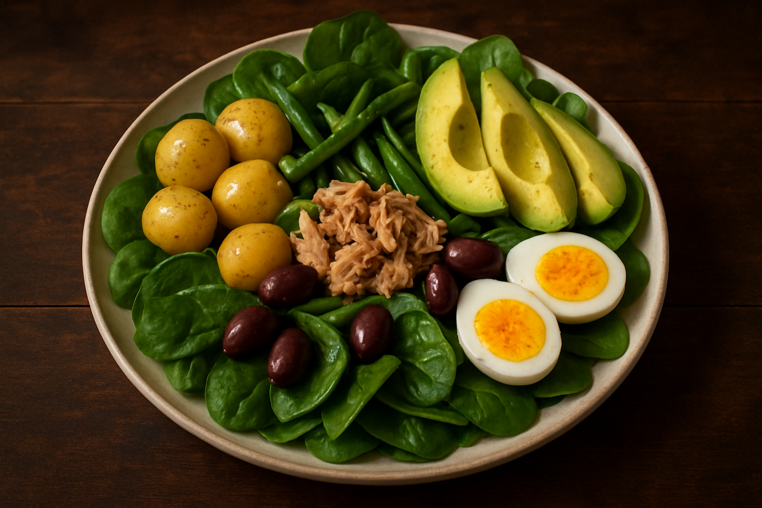 Nicoise-style Spinach & Avocado Salad