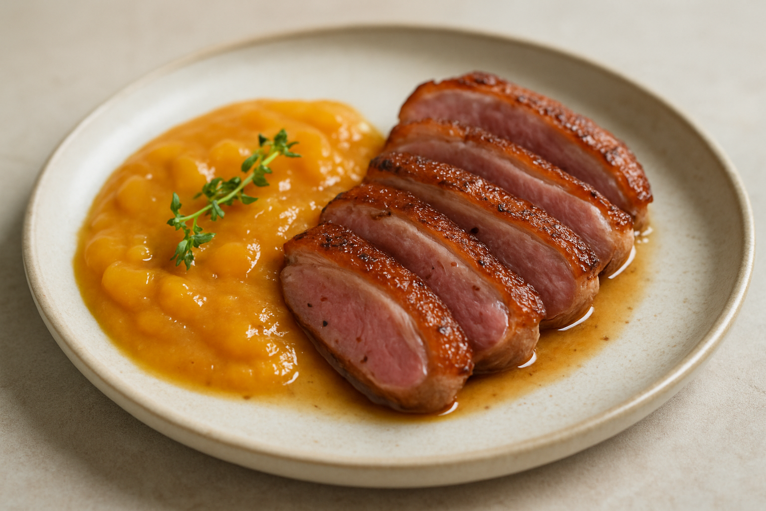 Pan-Seared Duck Breast with Peach Sauce