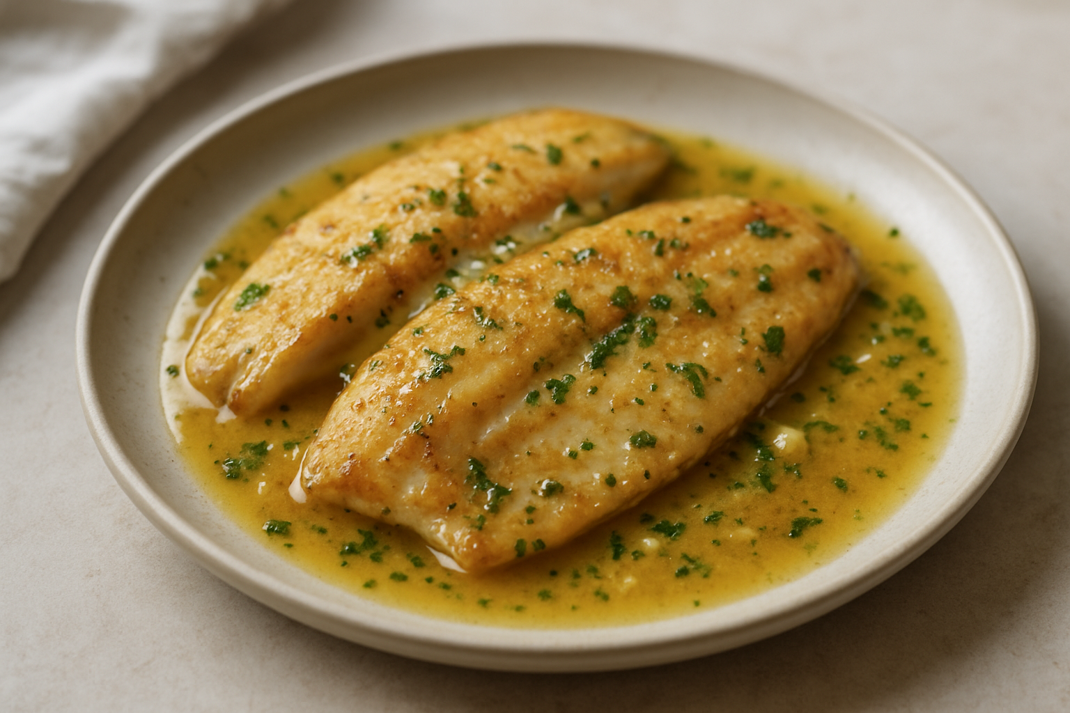 Pan-Seared Tilapia with Lemon Butter Sauce