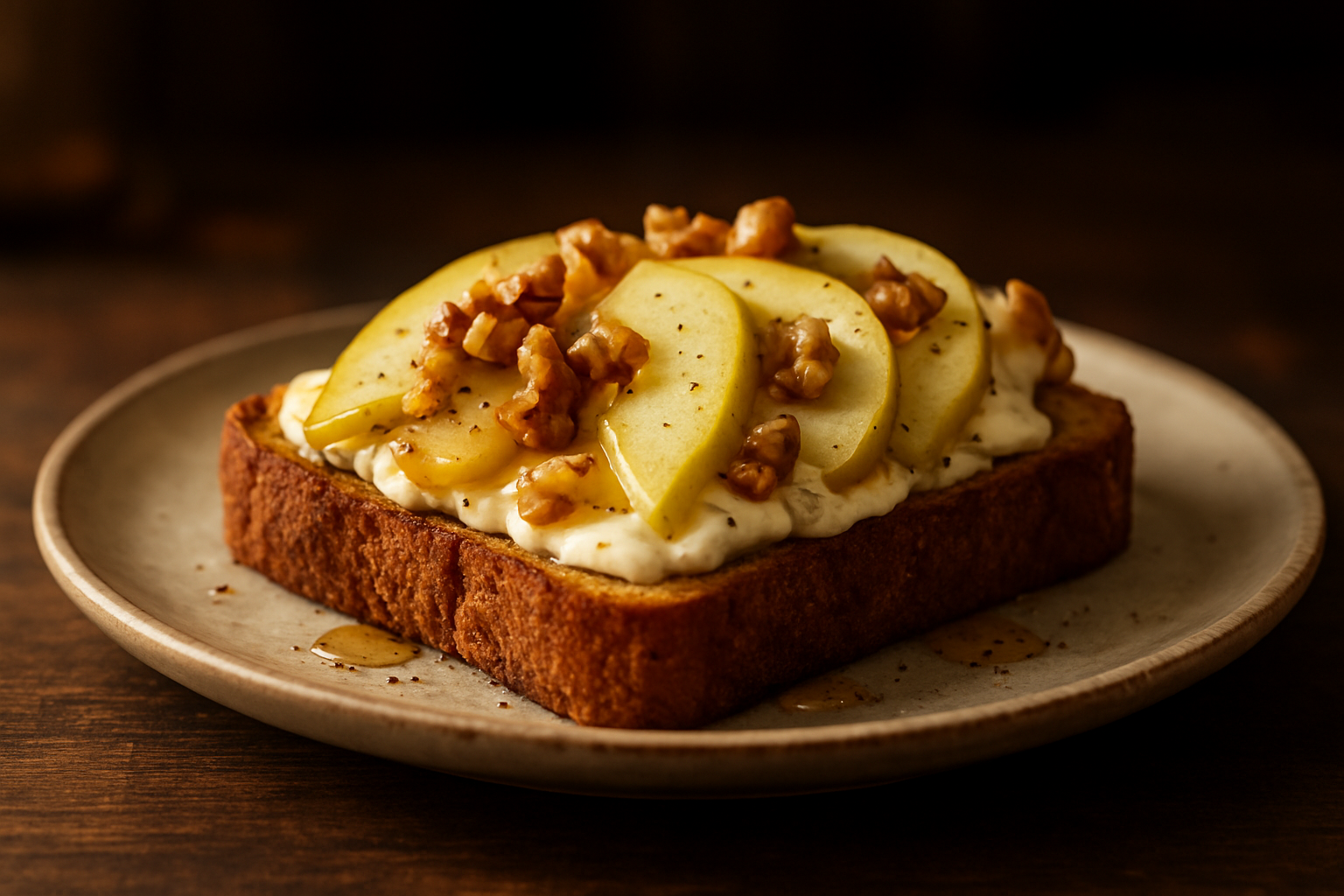 Pear, Walnut, and Cheese Breakfast Toast