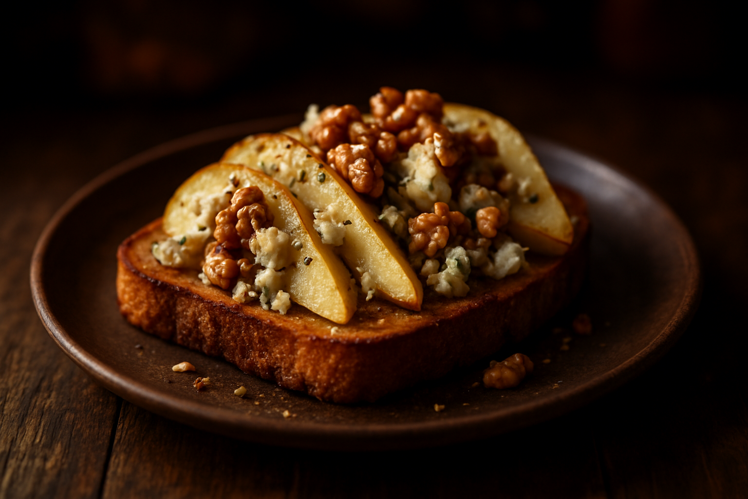 Pear, Walnut, and Cheese Toast