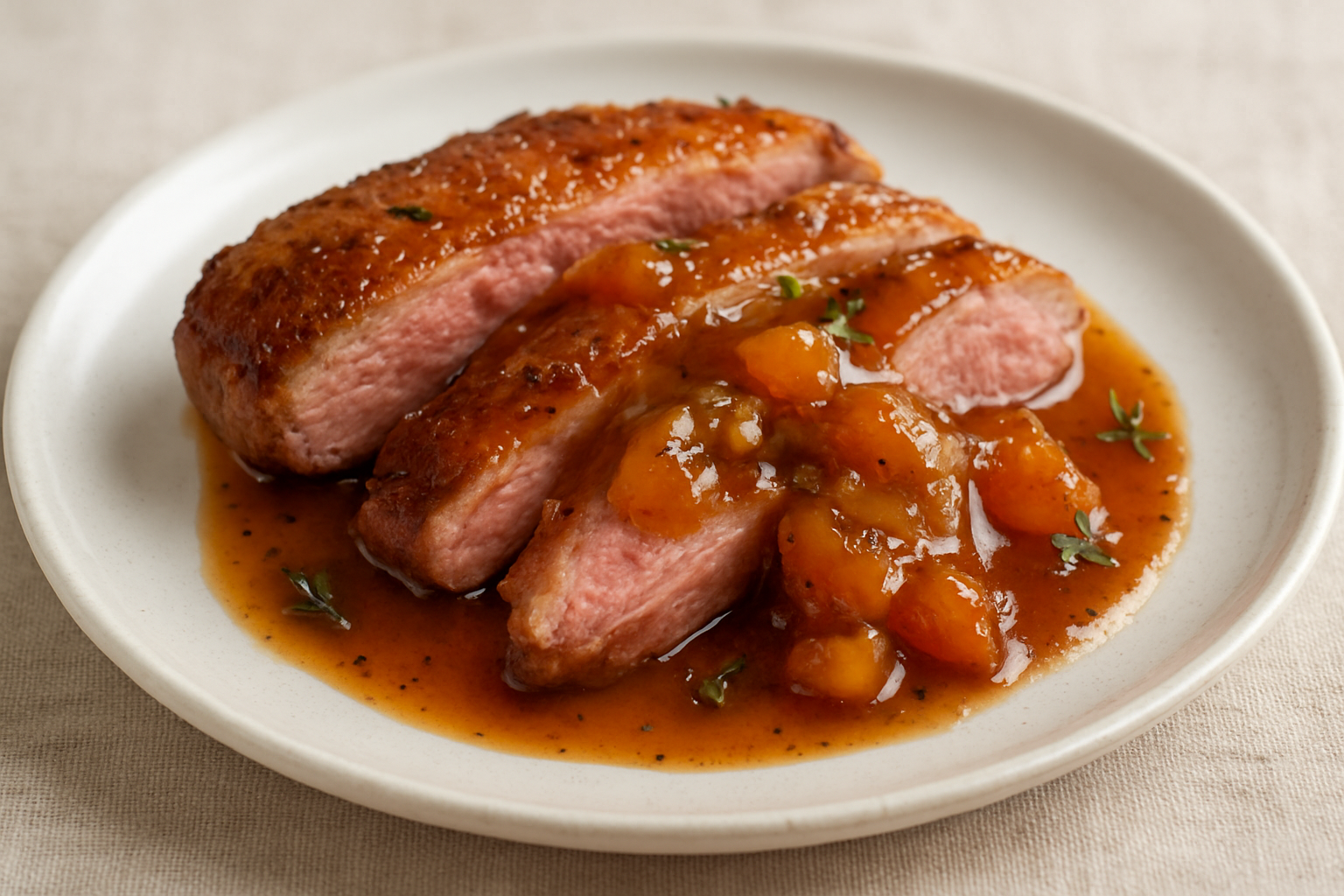 Roasted Duck Breast with Peach Glaze