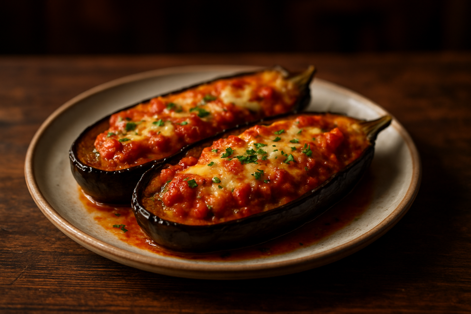 Roasted Eggplant with Tomato Cheese Garlic Spread