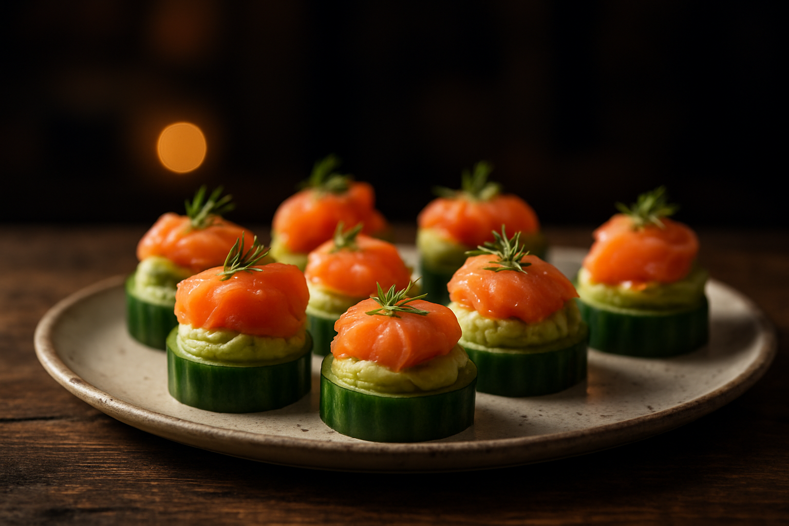 Salmon Avocado Cucumber Bites
