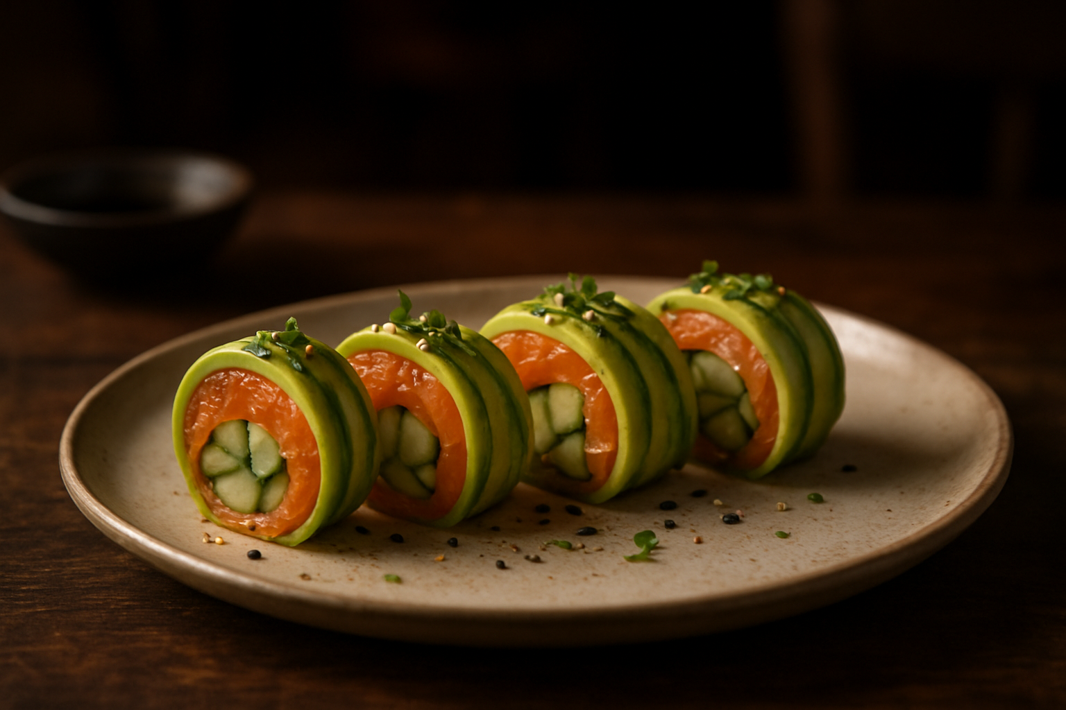 Salmon Avocado Cucumber Rolls