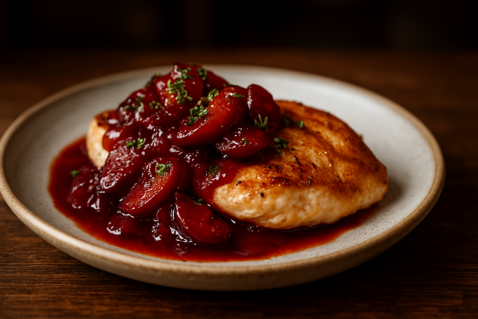 Sautéed Chicken with Plum Compote