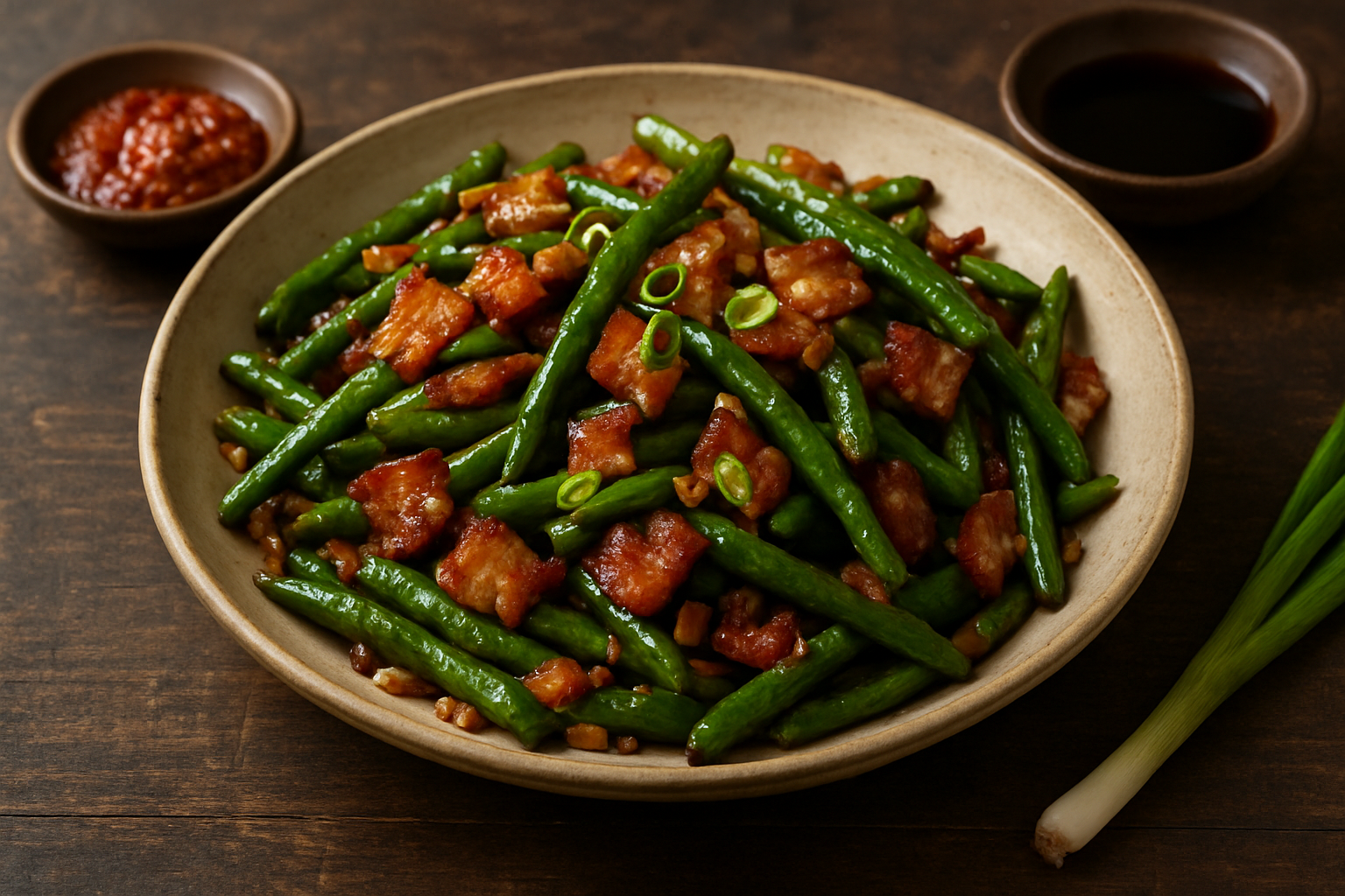 Sichuan-Style Stir-Fried Green Beans with Bacon