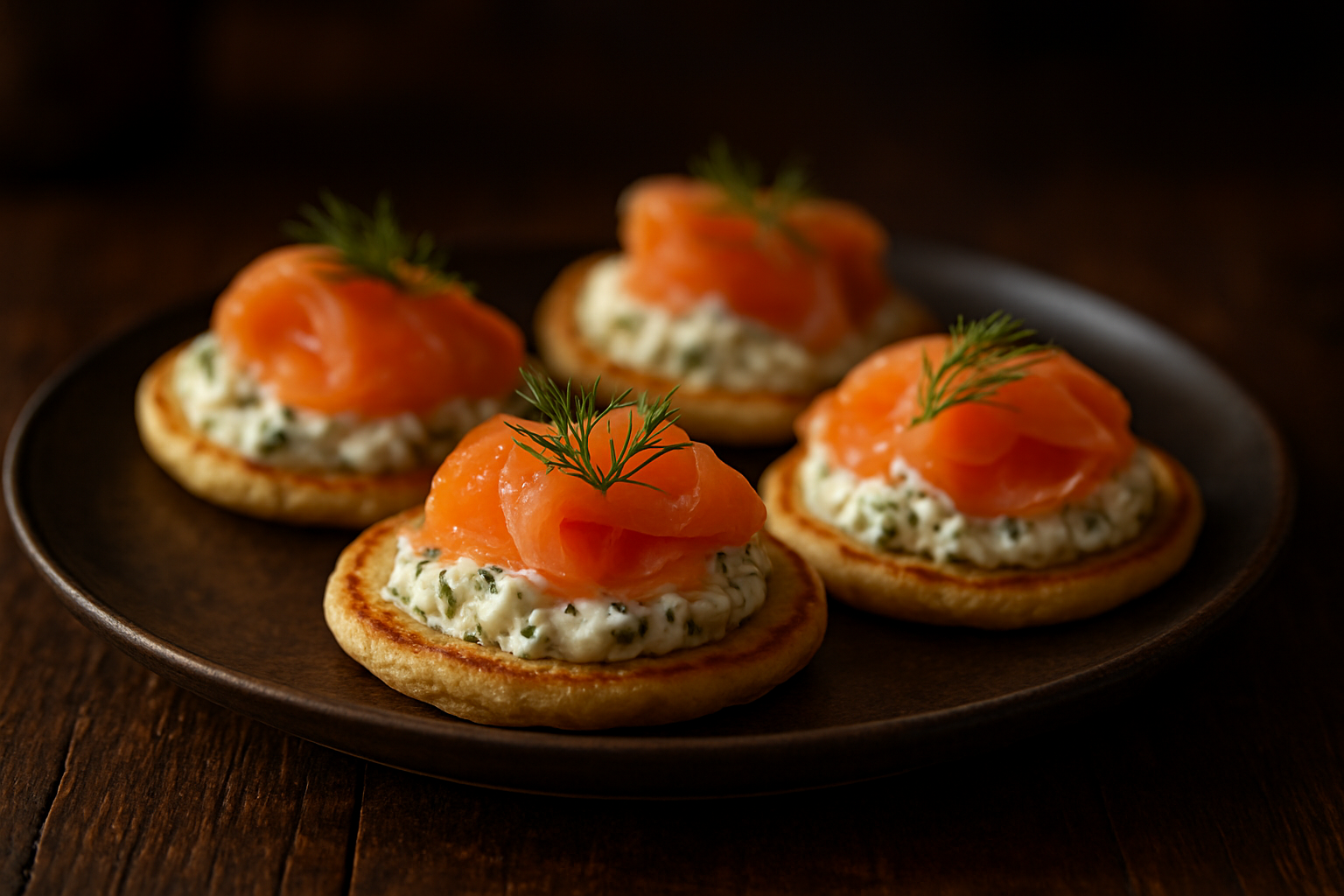 Smoked Salmon and Herb Cream Cheese Blinis