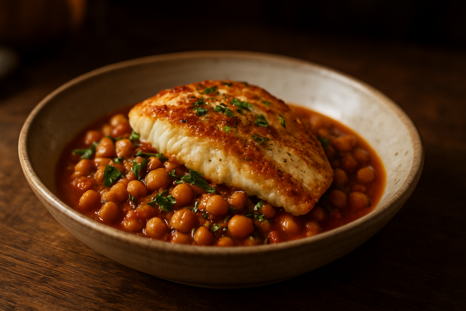 Sole and Chickpea Stew with Mediterranean Spices