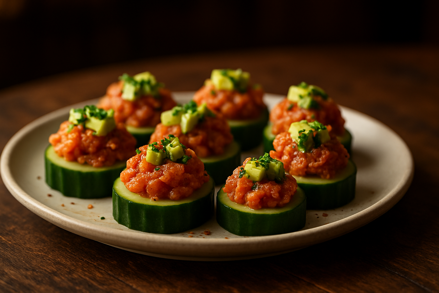 Spicy Tuna Avocado Cucumber Bites