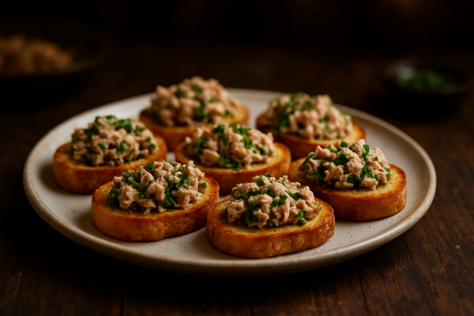 Tuna and Herb Crostini Bites