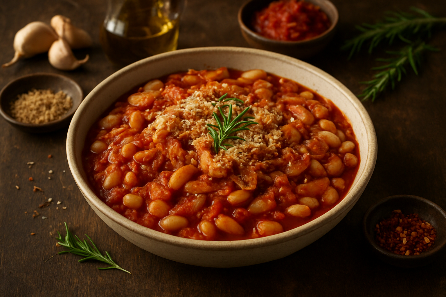 Tuscan Baked White Beans with Caramelized Onion