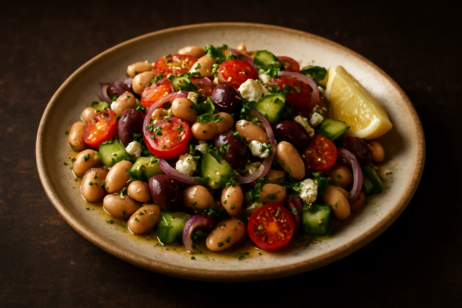Warm Mediterranean White Bean & Red Onion Salad