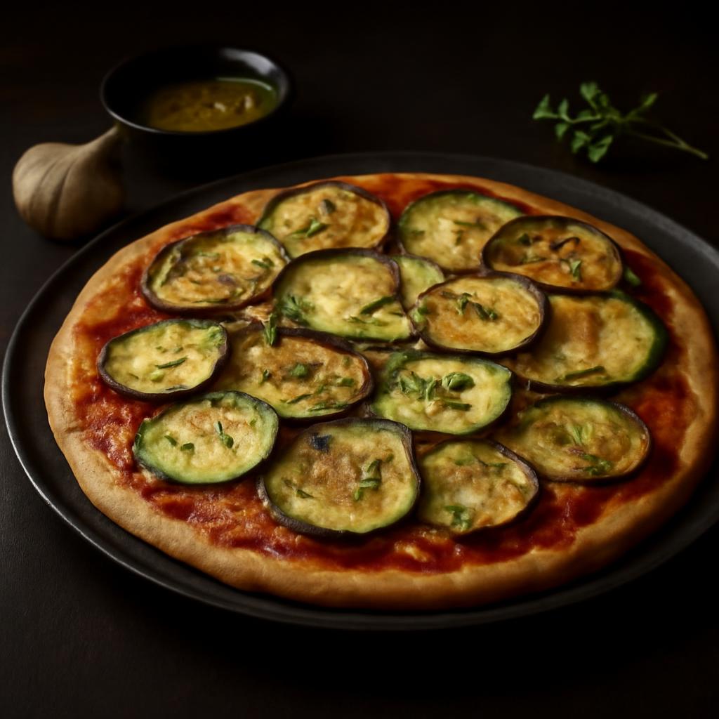 Zucchini & Eggplant Flatbread Pizza with Garlic Oil