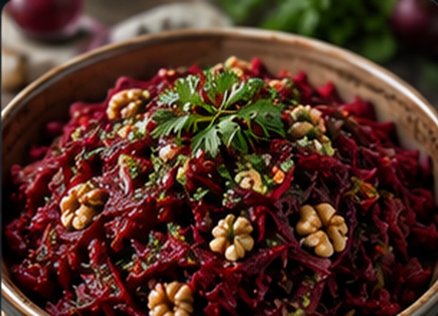 Beet Garlic Walnut Salad