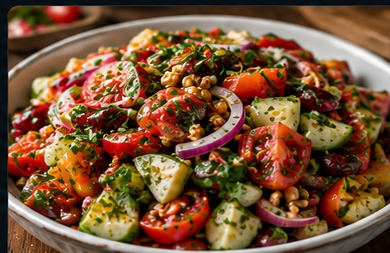 Georgian Tomato Cucumber Walnut Salad